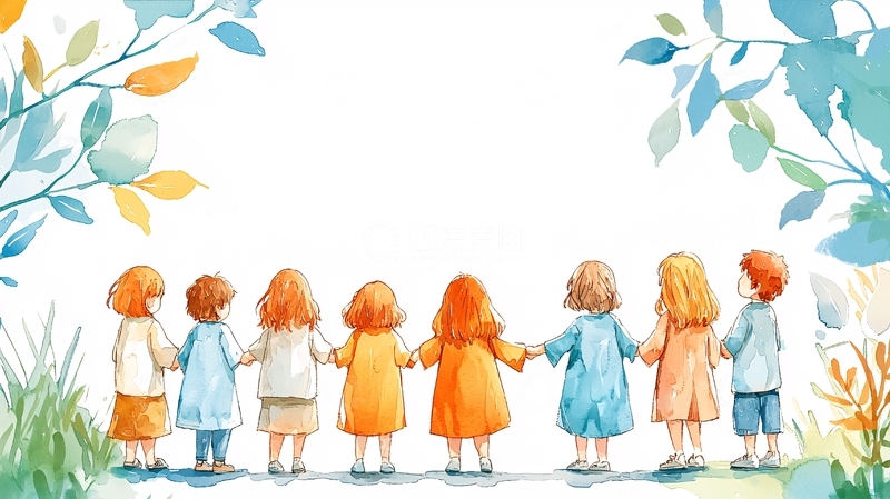 高清大图下载【趣麦麦图】手牵手的孩子们