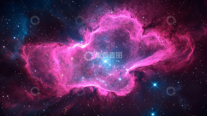 高清大图下载【趣麦麦图】粉红色星云与星星背景