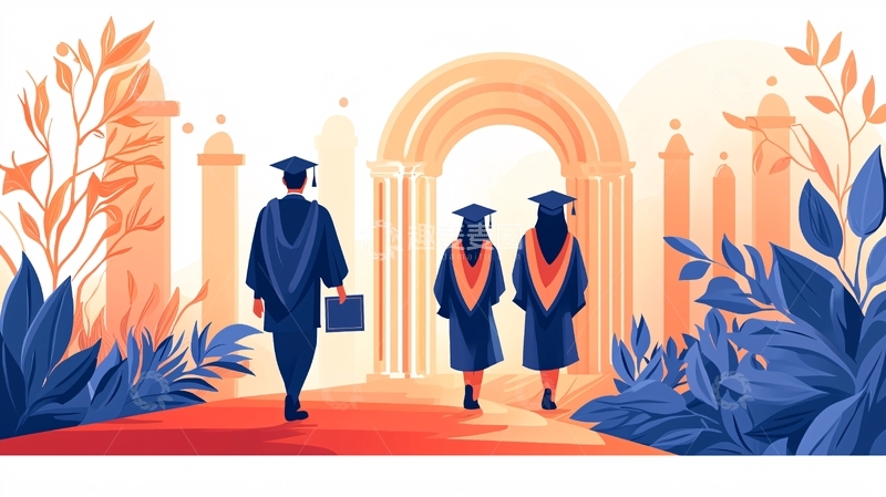 高清大图下载【趣麦麦图】毕业典礼场景插画素材