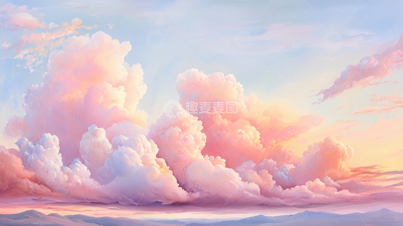 高清大图下载【趣麦麦图】梦幻粉彩云海风景