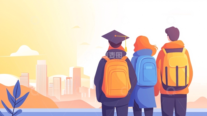 高清大图下载【趣麦麦图】毕业旅行背影城市风景