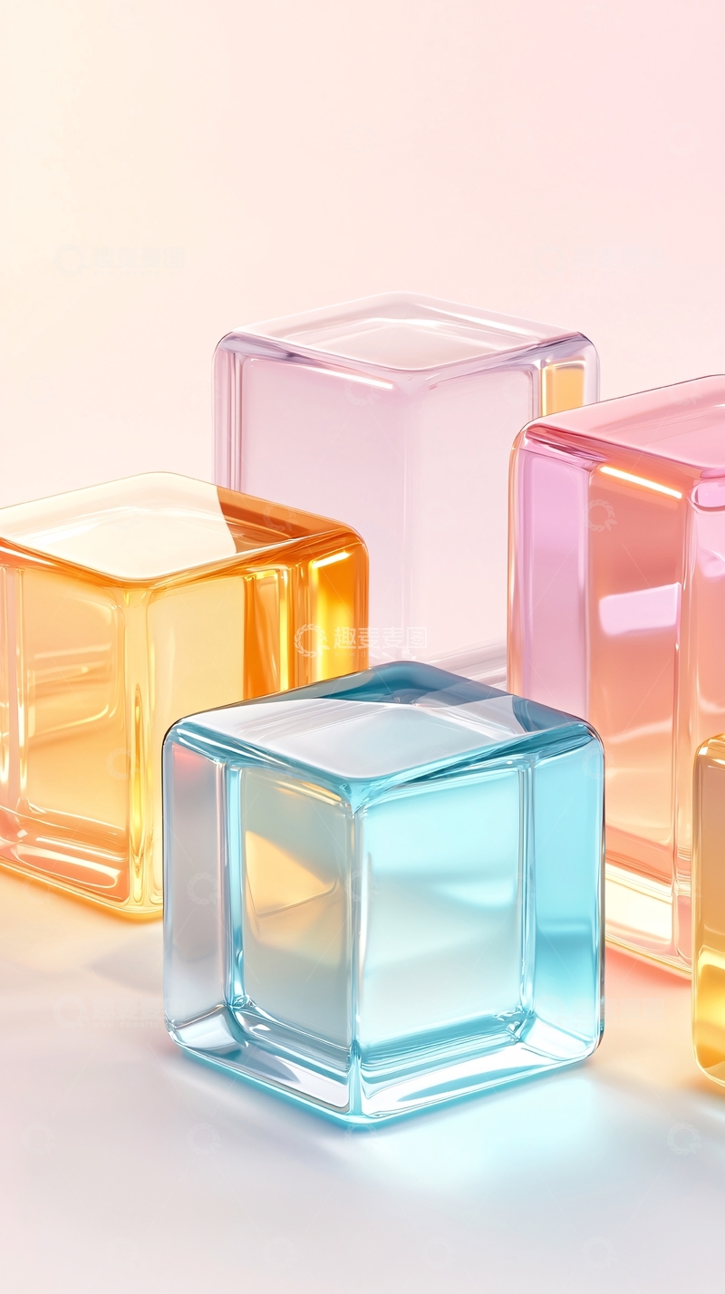 高清大图下载【趣麦麦图】彩色透明玻璃立方体排列