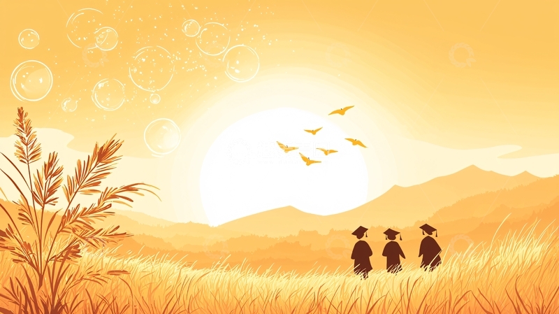 高清大图下载【趣麦麦图】毕业季田野上的梦想