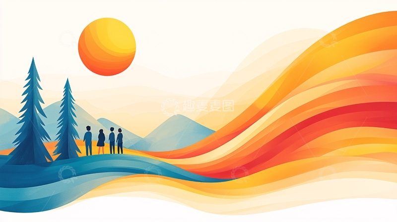 高清大图下载【趣麦麦图】日落山间同行人