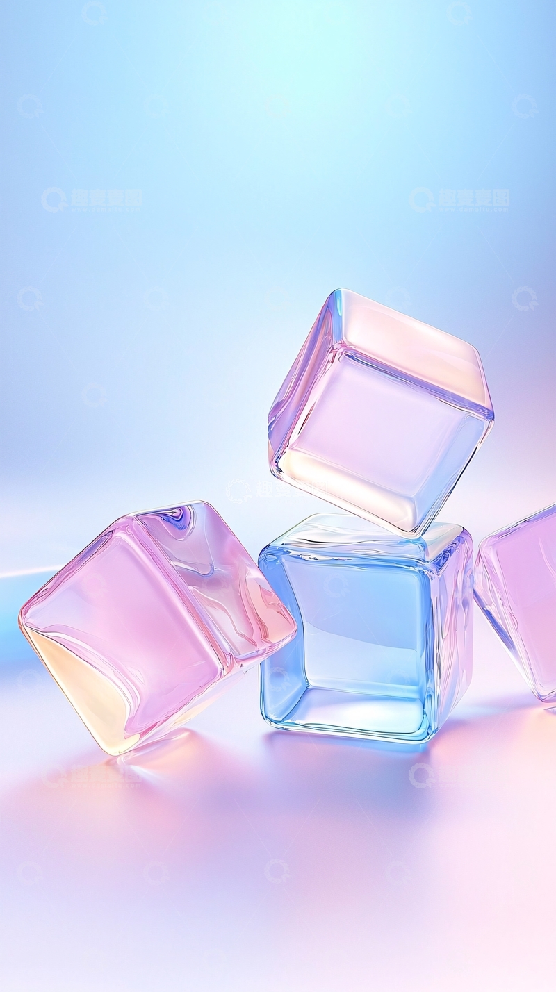 高清大图下载【趣麦麦图】梦幻冰块渐变色彩背景