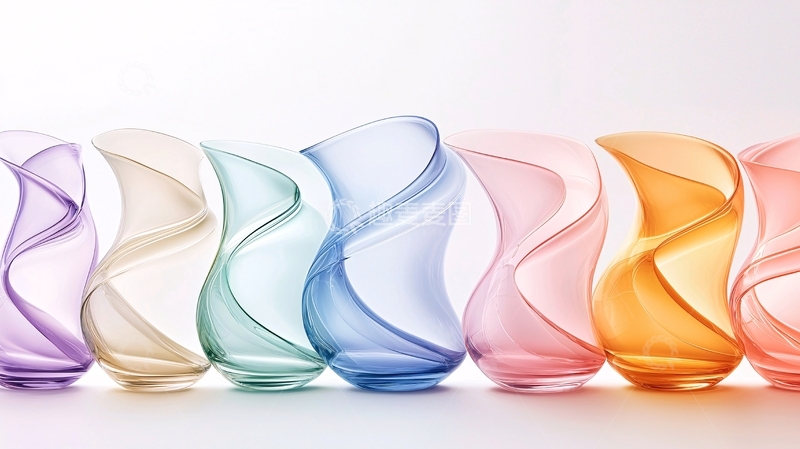 高清大图下载【趣麦麦图】彩色玻璃花瓶排列