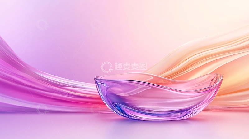 高清大图下载【趣麦麦图】梦幻色彩流动玻璃碗背景