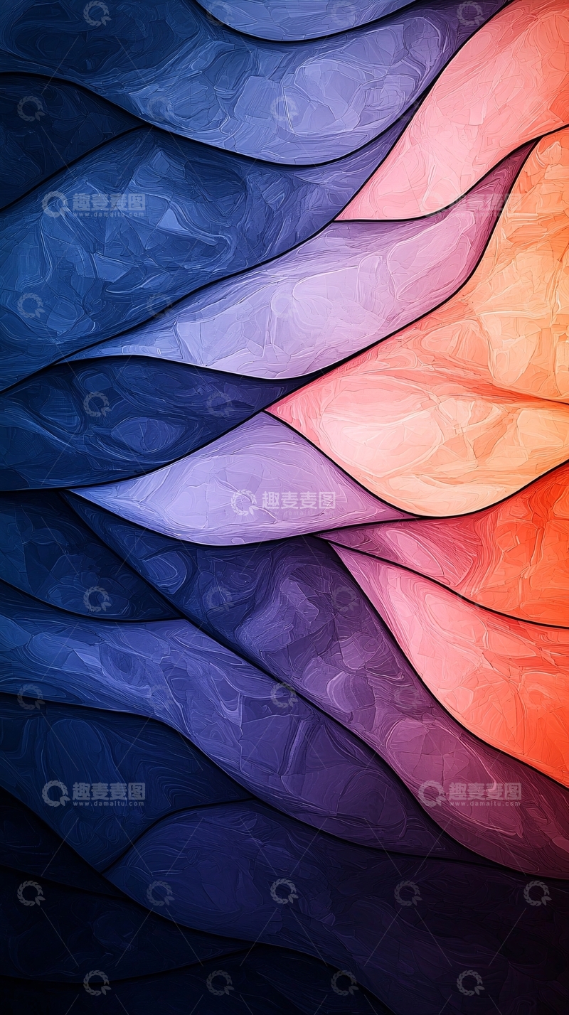 高清大图下载【趣麦麦图】抽象波浪色彩渐变背景