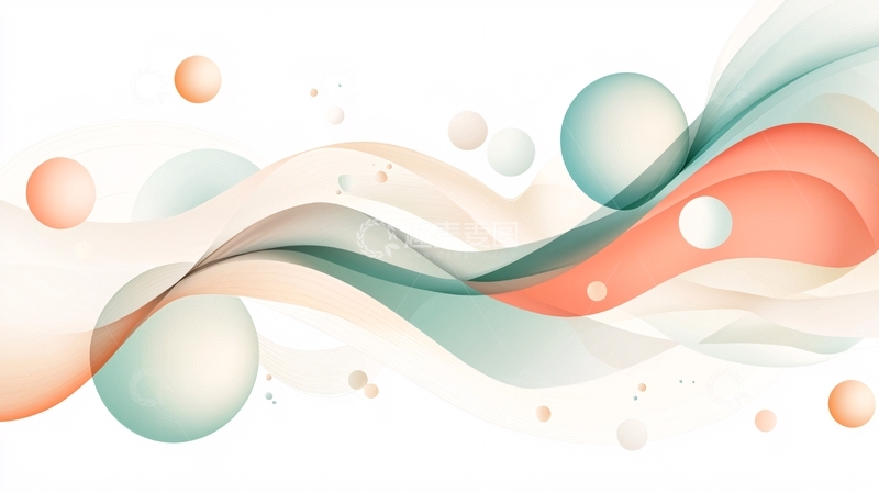 高清大图下载【趣麦麦图】抽象流动线条与球体背景