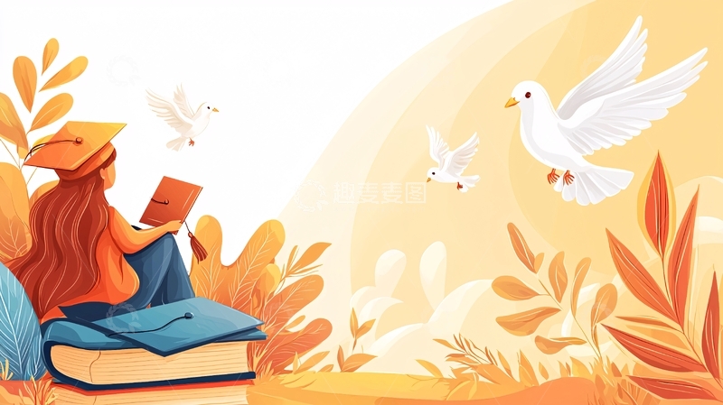 高清大图下载【趣麦麦图】秋日读书与和平鸽