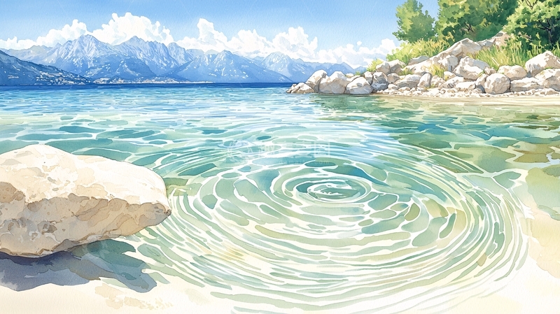 高清大图下载【趣麦麦图】清澈海滩上的涟漪