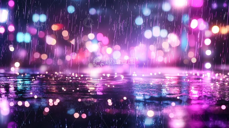 高清大图下载【趣麦麦图】霓虹雨夜城市光影