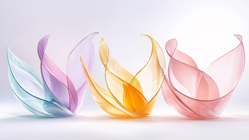 高清大图下载【趣麦麦图】彩色玻璃花瓣艺术摆件