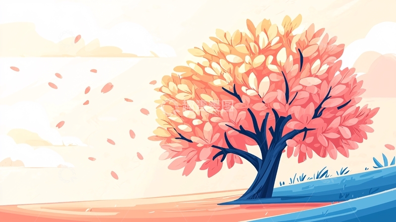 高清大图下载【趣麦麦图】秋日盛开的樱花树