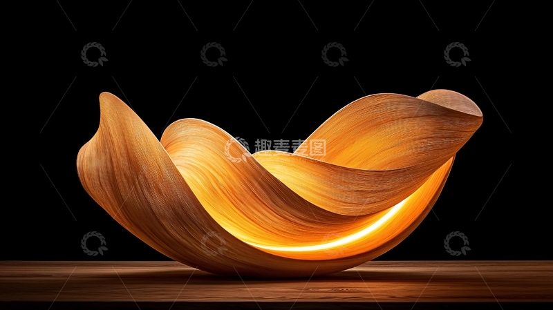 高清大图下载【趣麦麦图】-光影交错的木质艺术碗