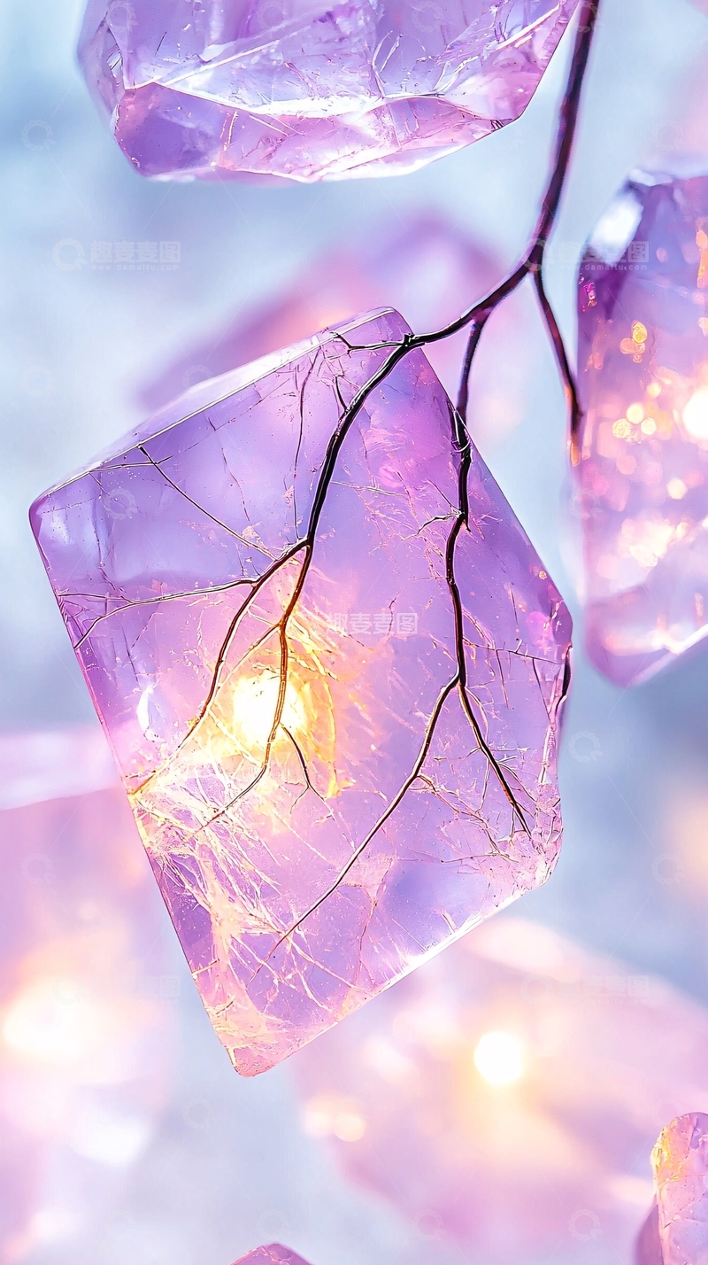 高清大图下载【趣麦麦图】梦幻紫色水晶灯饰背景