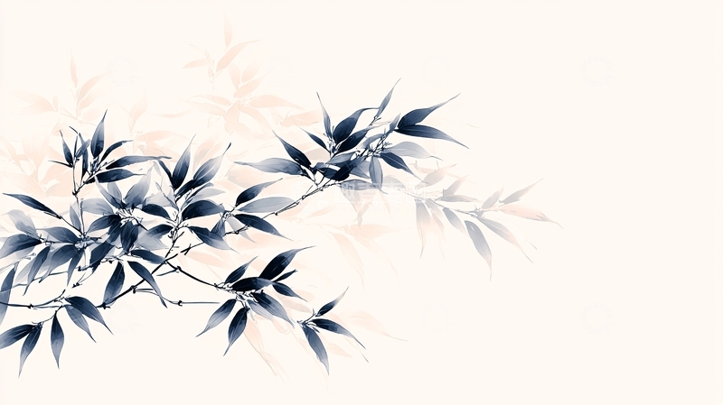 高清大图下载【趣麦麦图】水墨竹叶树枝背景图