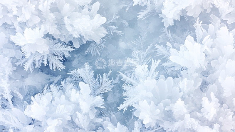 高清大图下载【趣麦麦图】冬日冰晶雪花背景图
