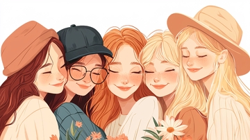 五人友谊亲密合影