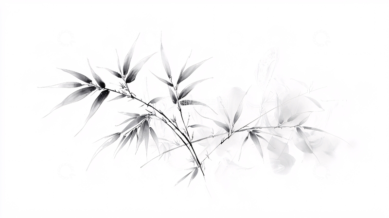 高清大图下载【趣麦麦图】水墨竹叶艺术画