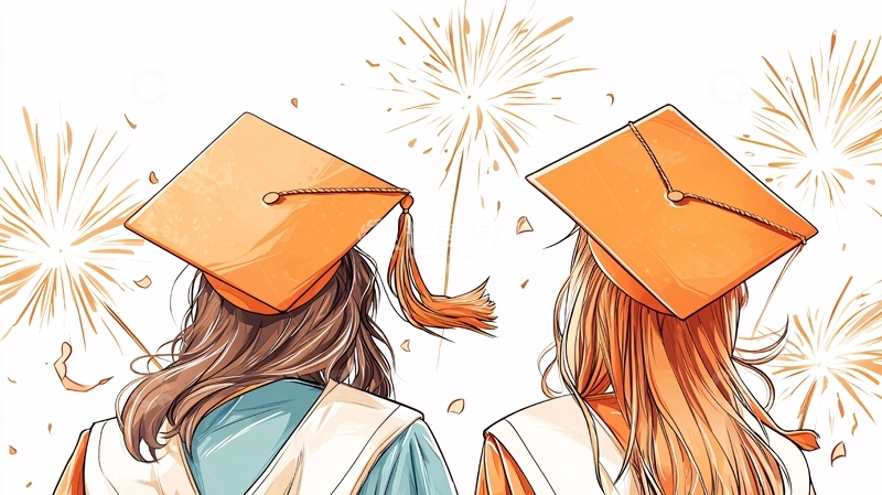 高清大图下载【趣麦麦图】毕业典礼庆祝插画素材