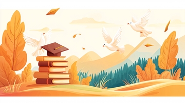 秋日毕业典礼插画背景
