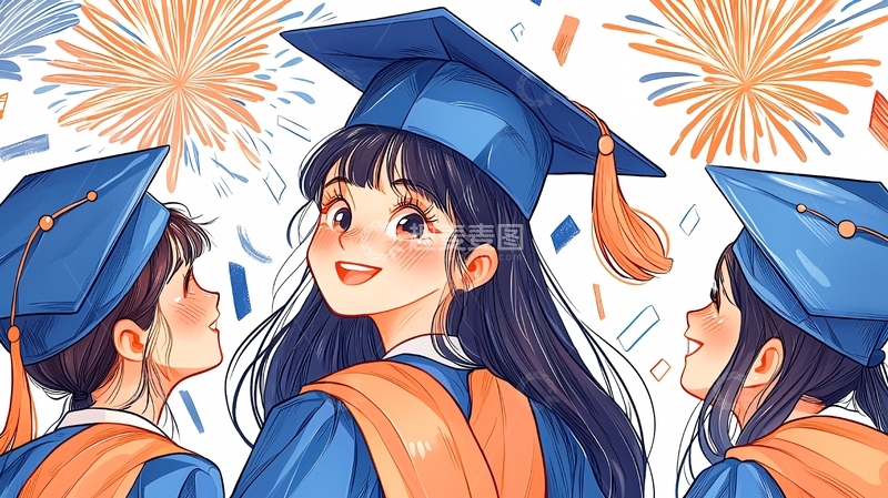 高清大图下载【趣麦麦图】毕业典礼庆祝插画素材