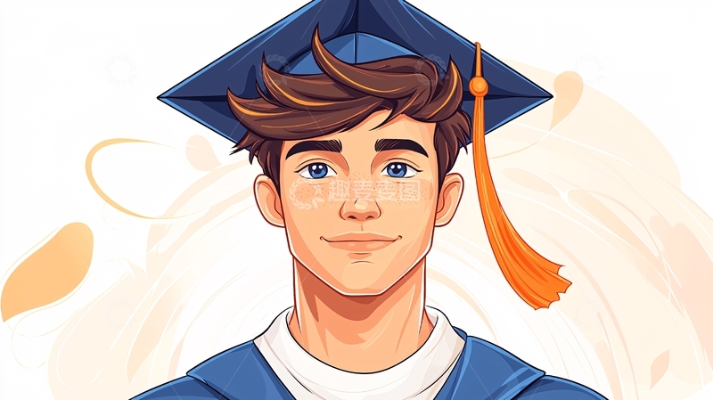 高清大图下载【趣麦麦图】毕业典礼上的年轻人插画