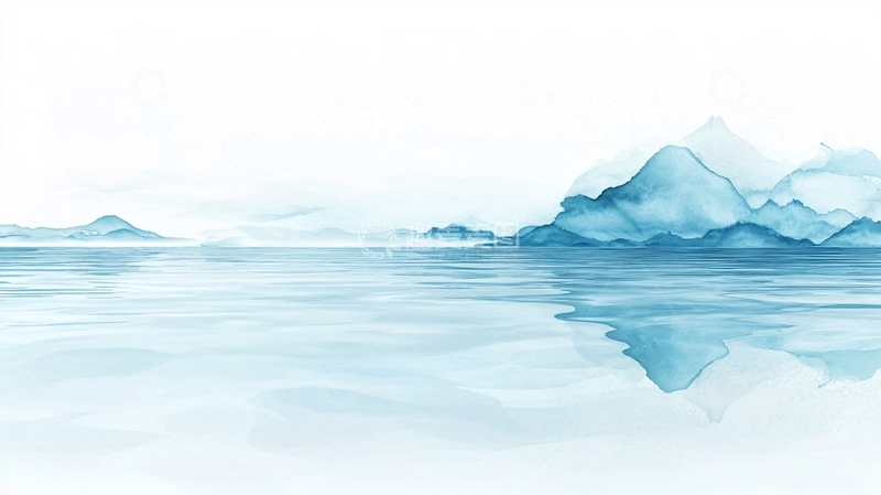 高清大图下载【趣麦麦图】冰川雪山水彩画背景