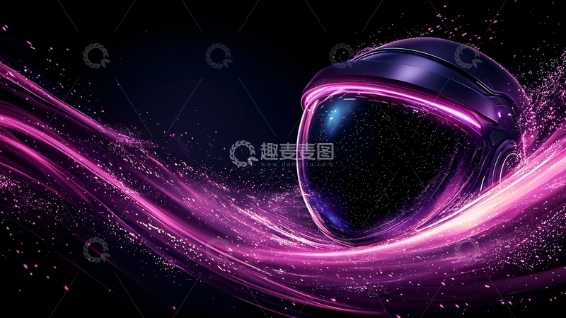 高清大图下载【趣麦麦图】紫色星空宇航员头盔背景