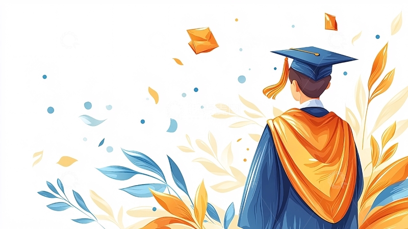 高清大图下载【趣麦麦图】毕业典礼庆祝插画素材