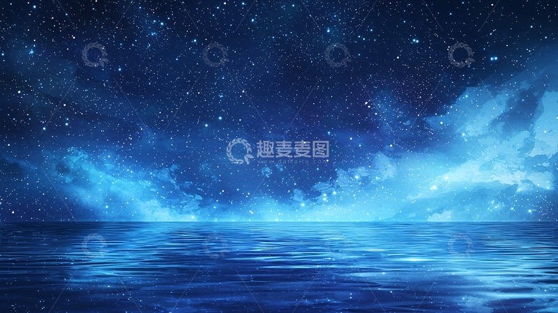高清大图下载【趣麦麦图】夜空下的宁静海洋