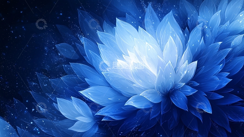高清大图下载【趣麦麦图】蓝色梦幻花朵背景图