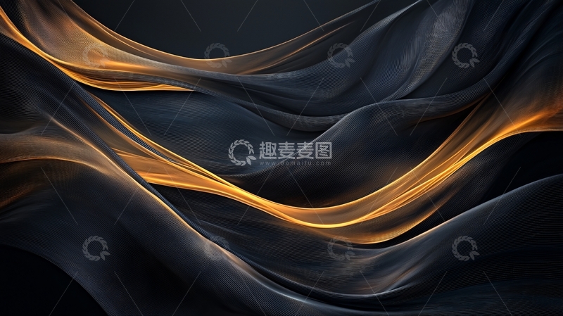 高清大图下载【趣麦麦图】金色波纹抽象艺术背景