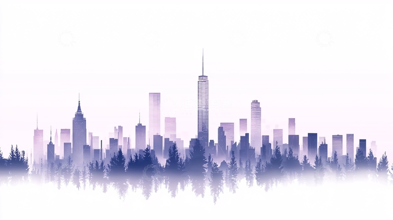 高清大图下载【趣麦麦图】雾中城市剪影