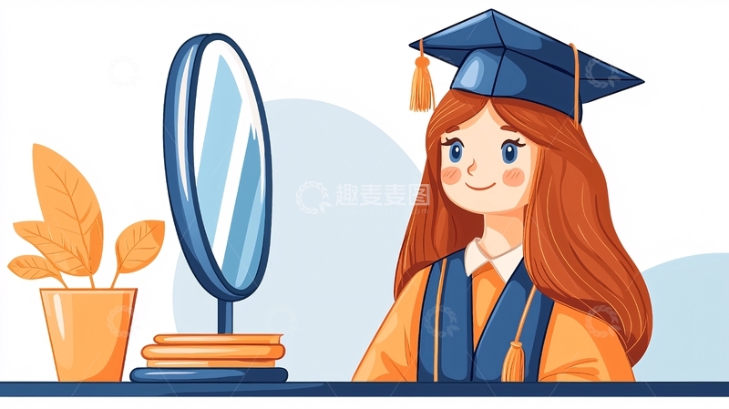 高清大图下载【趣麦麦图】毕业典礼女孩自照