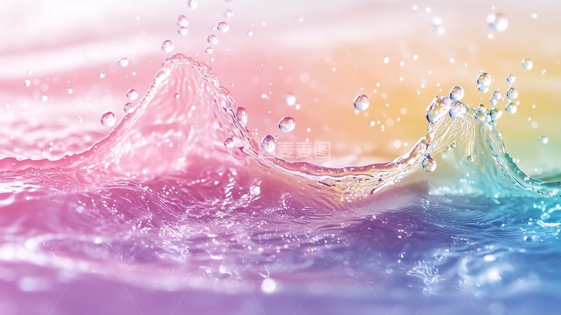 高清大图下载【趣麦麦图】彩虹色水花动态效果背景