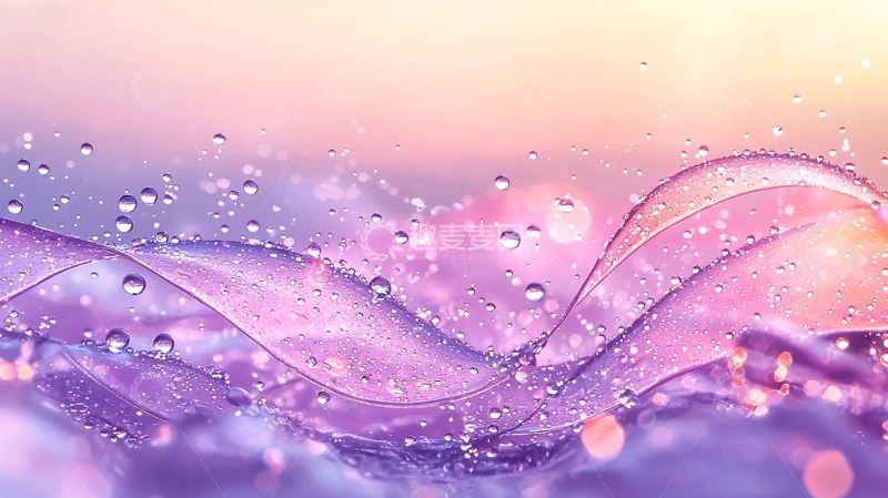 高清大图下载【趣麦麦图】梦幻紫色波浪水珠背景