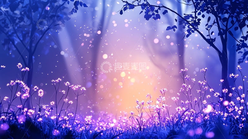 高清大图下载【趣麦麦图】梦幻森林光斑背景图