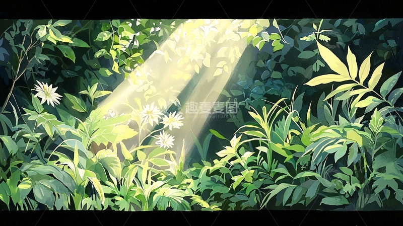高清大图下载【趣麦麦图】森林中的阳光穿透树叶