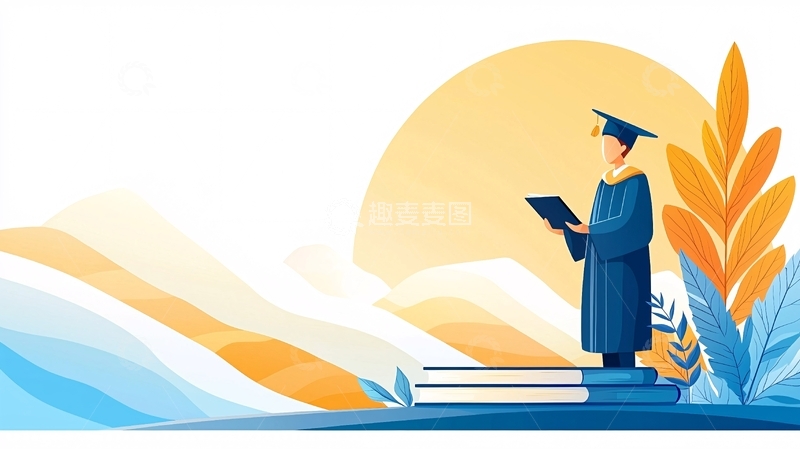 高清大图下载【趣麦麦图】毕业典礼上的学生与书籍