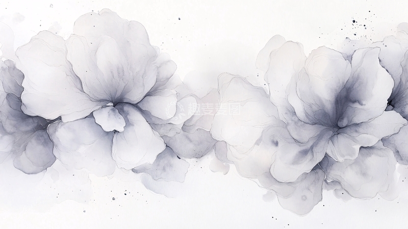 高清大图下载【趣麦麦图】黑白抽象花卉艺术画