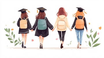 毕业季友谊同行插画