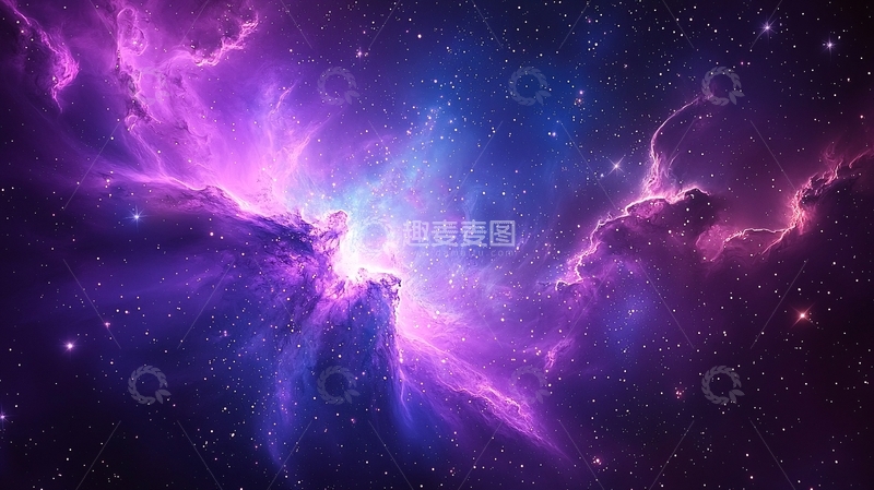高清大图下载【趣麦麦图】紫色星云宇宙星空背景