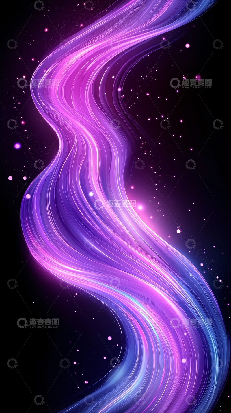 高清大图下载【趣麦麦图】紫色光带星空背景