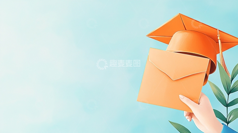 高清大图下载【趣麦麦图】毕业典礼帽与证书插画