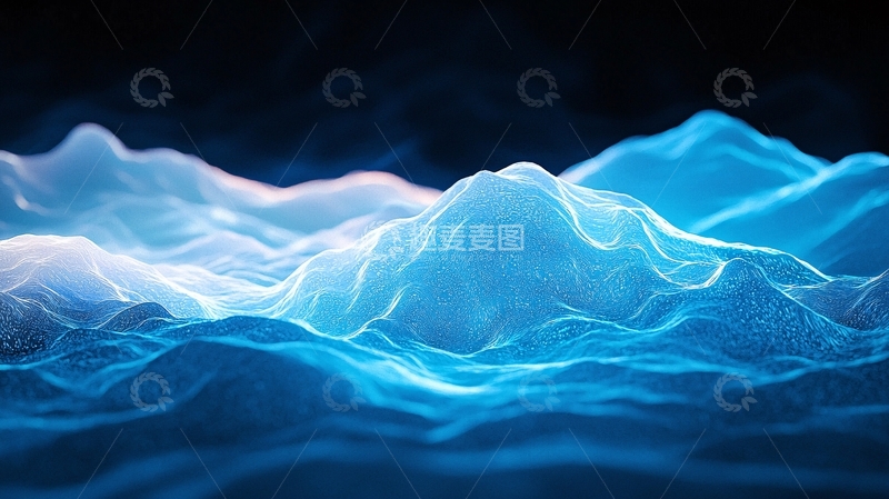 高清大图下载【趣麦麦图】蓝色波浪抽象艺术背景