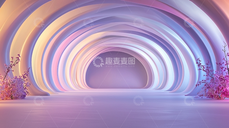 高清大图下载【趣麦麦图】梦幻彩虹隧道背景