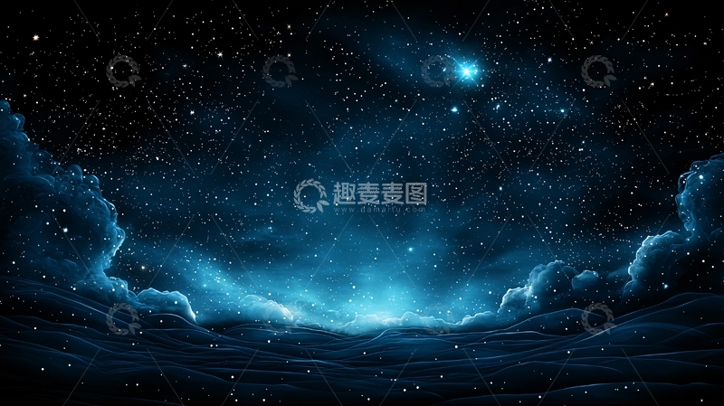 高清大图下载【趣麦麦图】梦幻星空下的海洋夜景