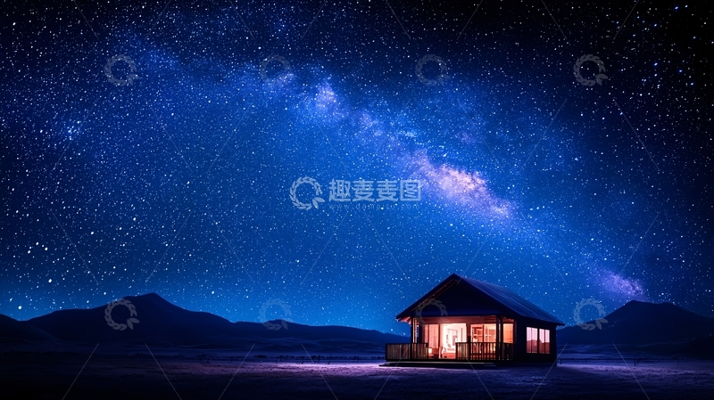 高清大图下载【趣麦麦图】星空下的小屋